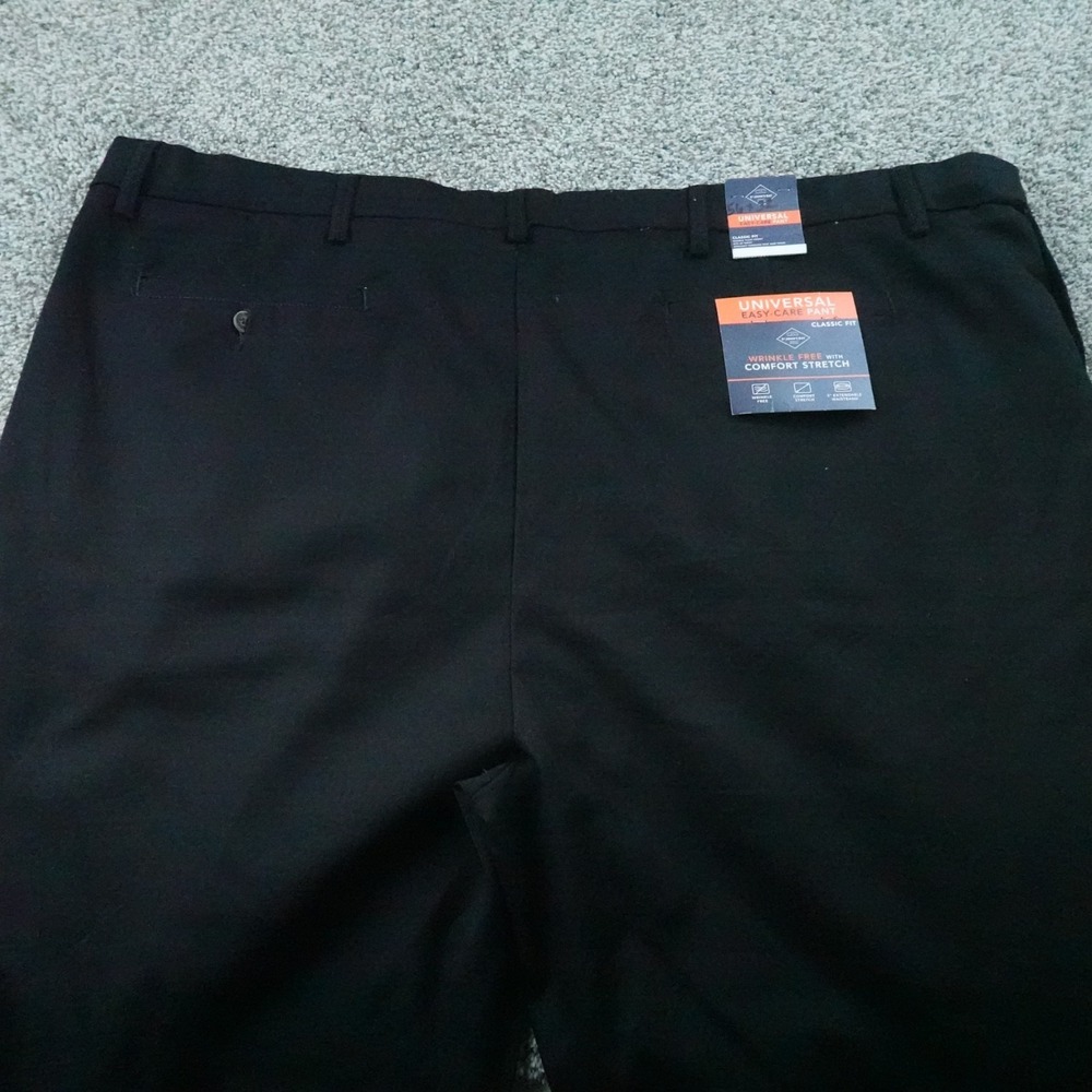 NEW St Johns Bay Pants Mens 56X32 Black Chino Trouser Flat Front Comfort Stretch